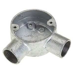 GALV 20MM BOX 2WAY ANGLED THREADED - Galvanised
