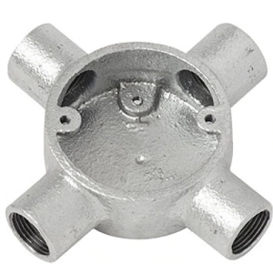 GALV 25MM BOX 4 WAY SIDE T/T - Galvanised