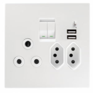 15231/601 TPZ USB SKT 16A+2X164-2 SKT ON YK+CP WHT  - Crabtree