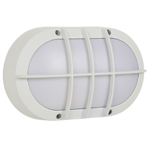 BHY3021L BULKHEAD LARGE E27 WHITE OVAL WITH GRID - Superlume