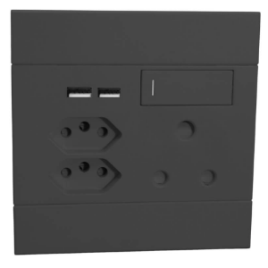 2VC227 16A 2 X USB + EURO BLACK - Veti1
